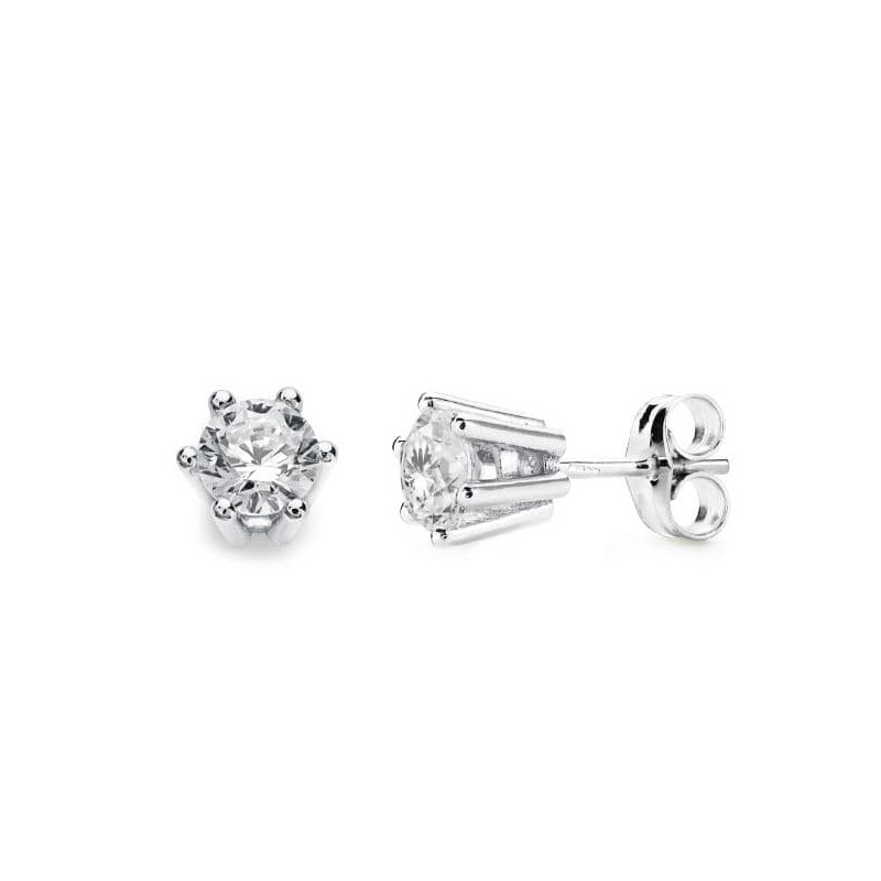 18K PENDIENTES GARRAS ORO BLANCO 6.5X6.5 MM CIERRE PRESION