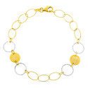 18K PULSERA ORO BICOLOR CIRCULOS ANCHO 9 MM LARGO 18CM