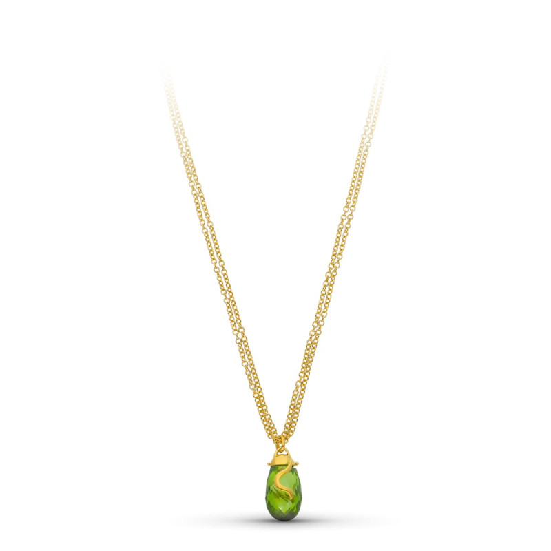 18K GARGANTLLA ORO AMARILLO PIEDRA VERDE 45CM