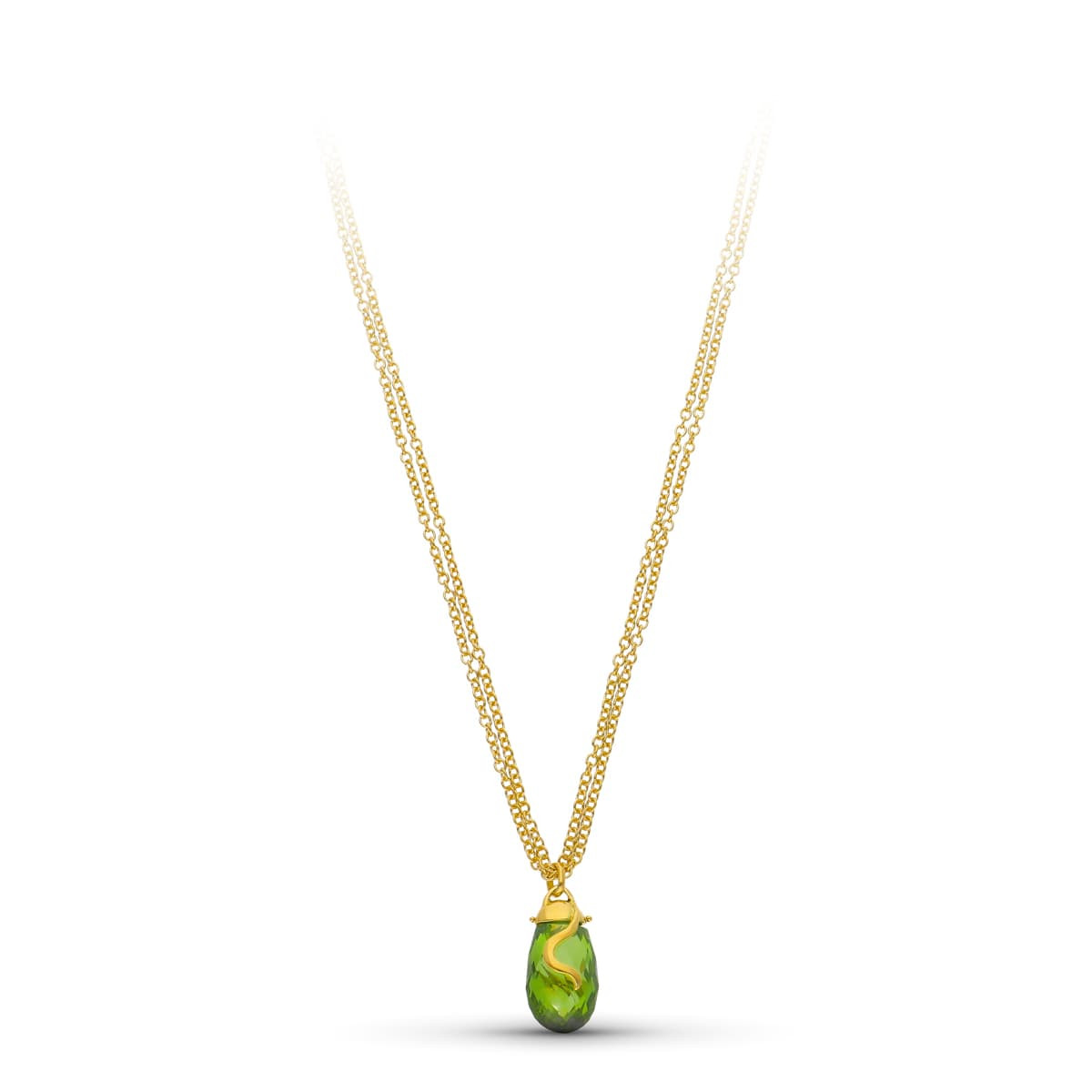18K GARGANTLLA ORO AMARILLO PIEDRA VERDE 45CM