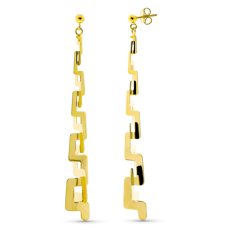 18K PENDIENTES ORO AMARILLO LARGOS CADENETA CIERRE PRESION