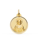 18K MEDALLA ORO AMARILLO CRISTO SAGRADO CORAZON DE JESUS BISEL 22 MM