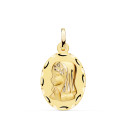 18K MEDALLA ORO AMARILLO VIRGEN NIÑA OVAL TALLADA MATIZADA. MEDIDA: 23 X 15 MM