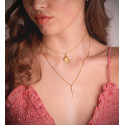 18K MEDALLA ORO AMARILLO ANGEL NIÑO BURLON CON PALOMA BISEL 16 MM
