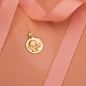18K MEDALLA ORO AMARILLO ANGEL NIÑO BURLON CON PALOMA BISEL 16 MM
