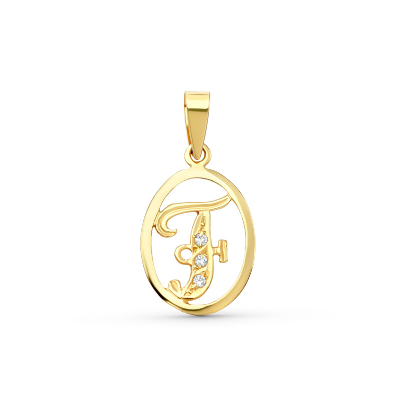 18K COLGANTE ORO AMARILLO LETRA F CON CIRCONITAS