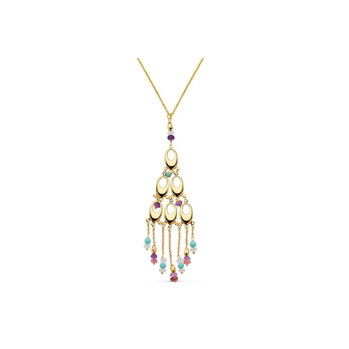 18K COLLAR PIEDRAS ORO AMARILLO 42CM