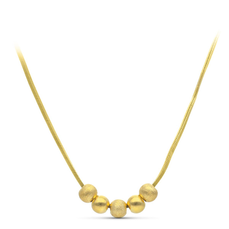 18K GARGANTILLA ORO AMARILLO BOLAS MATE Y BRILLO 45CM