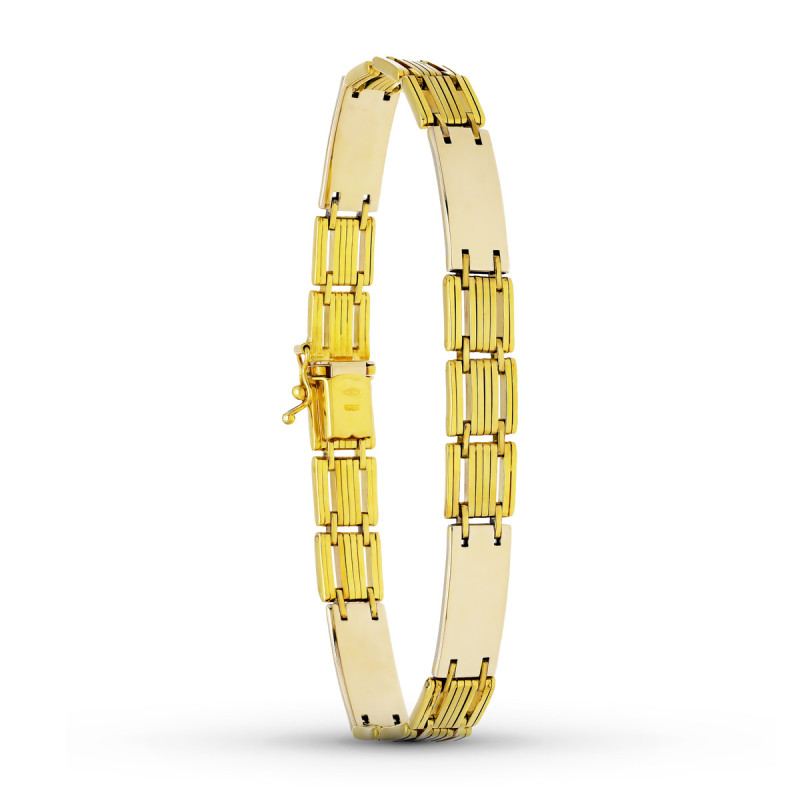 18K PULSERA ORO BICOLOR CABALLERO LONGITUD 19CM ANCHO 8 MM