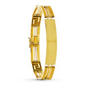 18K PULSERA ESCLAVA ORO BICOLOR HUECA 21.5 CM ANCHO 10 MM
