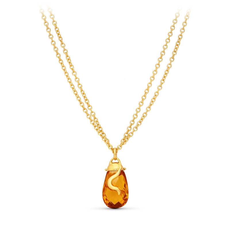 18K GARGANTLLA ORO AMARILLO PIEDRA VERDE 45CM