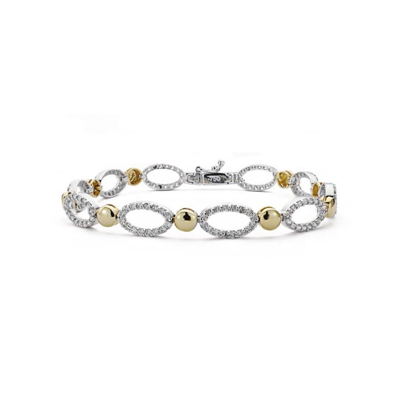 18K PULSERA ORO BICOLOR CIRCONITA 19CM ANCHO 10 MM