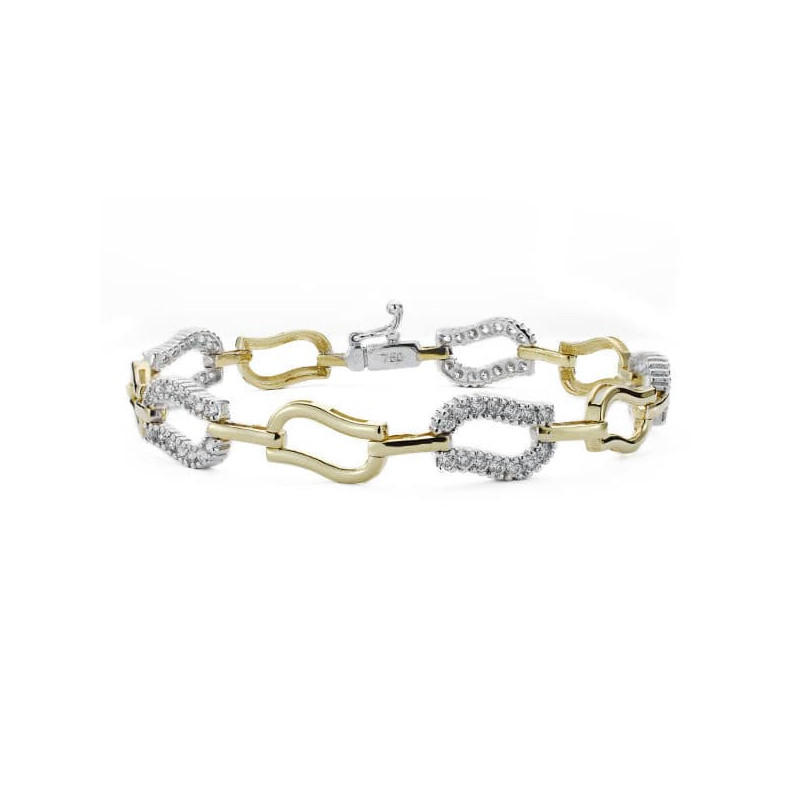 18K PULSERA ORO BICOLOR CIRCONITA 19CM ANCHO 12 MM