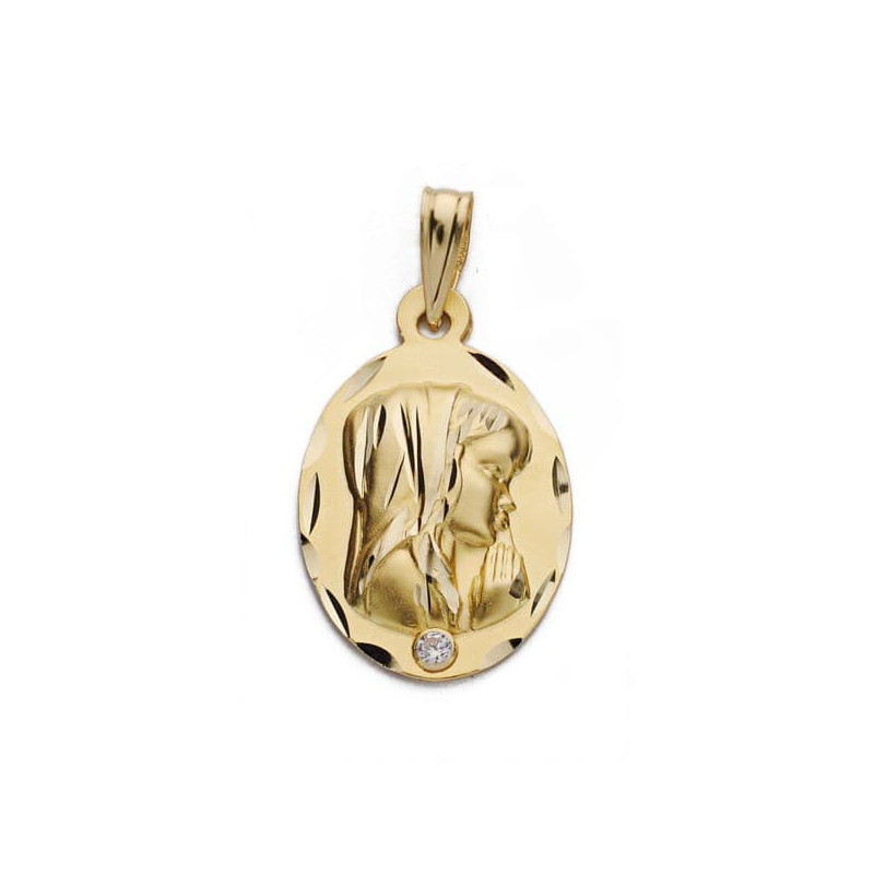 18K MEDALLA ORO AMARILLO VIRGEN NIÑA 22X14 MM