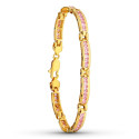 18K PULSERA ORO AMARILLO TRAMOS PIEDRAS ROSA