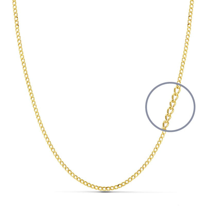 18K CADENA ORO AMARILLO BARBADA HUECA ANCHO 1 MM LONGITUD 45CM