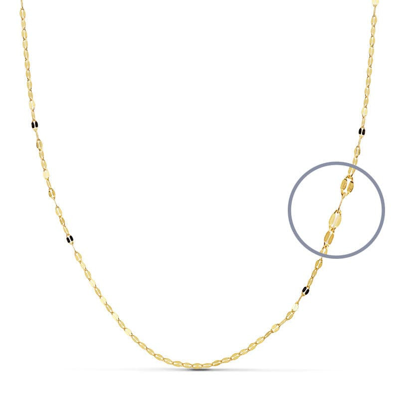 18K CADENA ORO AMARILLO MACIZA  DIAMANTADA 40CM 1 MM