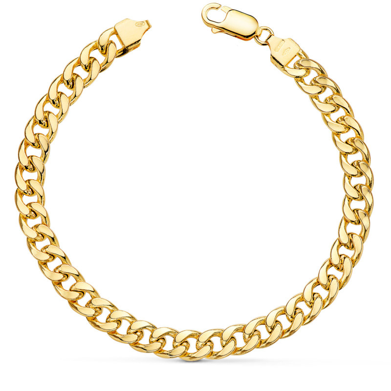 18K PULSERA ORO AMARILLO BARBADA HUECA ANCHO: 6,8MM LARGO: 21CM