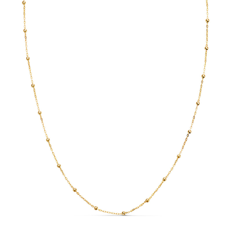18K CADENA ORO AMARILLO FORZADA CON BOLAS DE 2 MM. ANCHO: 0,5 MM LARGO: 45CM