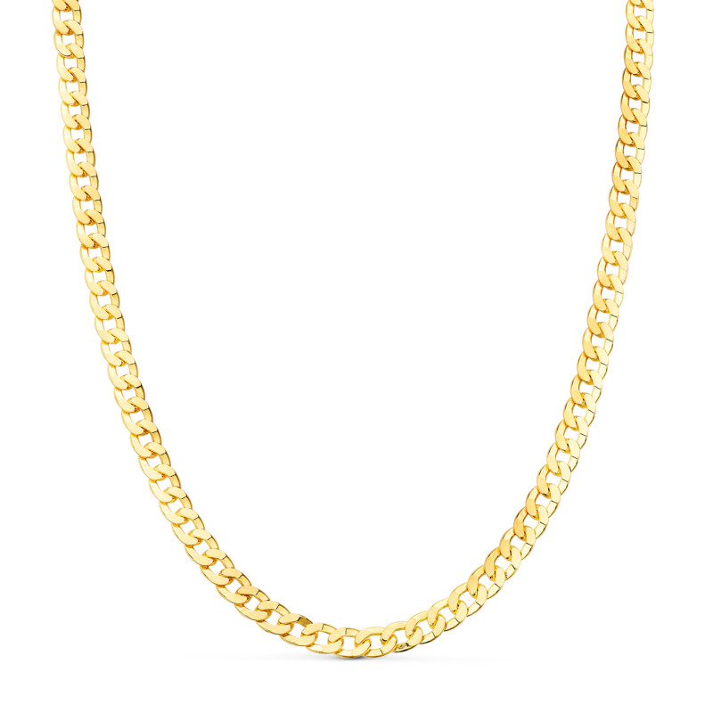 18K CADENA ORO AMARILLO BARBADA HUECA LARGO 60CM ANCHO 5.3 MM