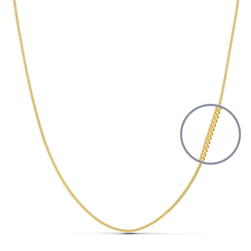 18K CADENA ORO AMARILLO MACIZA BARBADA 60CM 0.8 MM