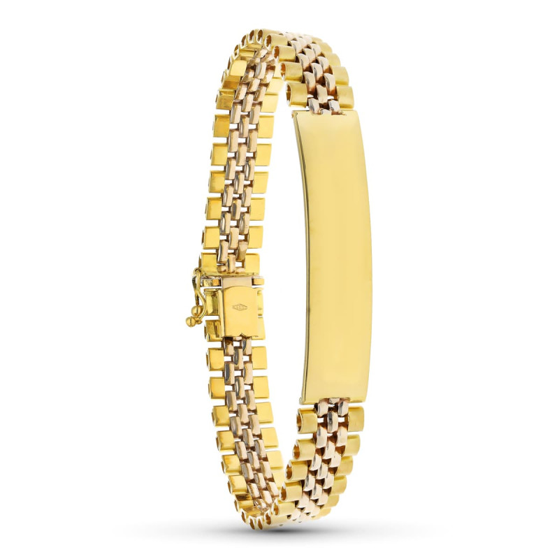 18K ESCLAVA ORO AMARILLO ESLABON PANTER 21.5 CM 10 MM