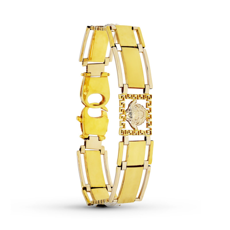 18K PULSERA MEDUSA ORO BICOLOR  MATE BRILLO 19CM