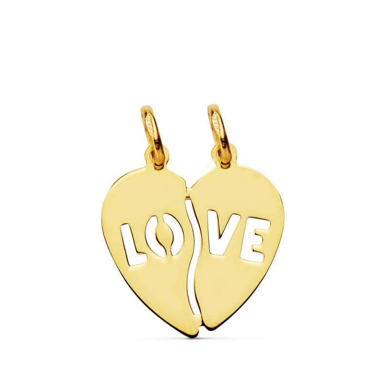 18K COLGANTE ORO AMARILLO CORAZON LOVE. 15X15 MM C. AMOR