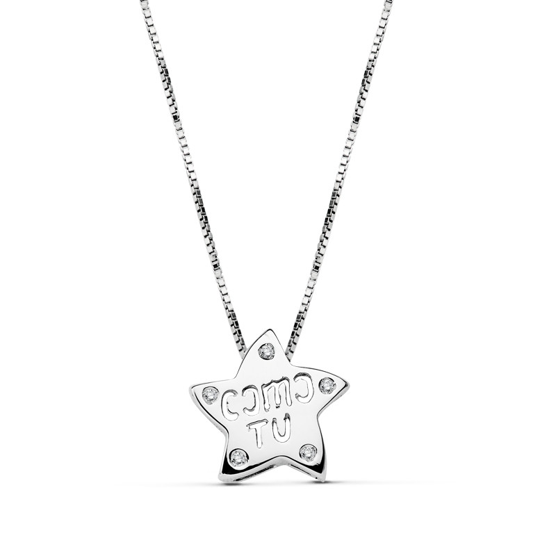 18K COLGANTE COMO TU ORO BLANCO CADENA 44 CM C. AMOR