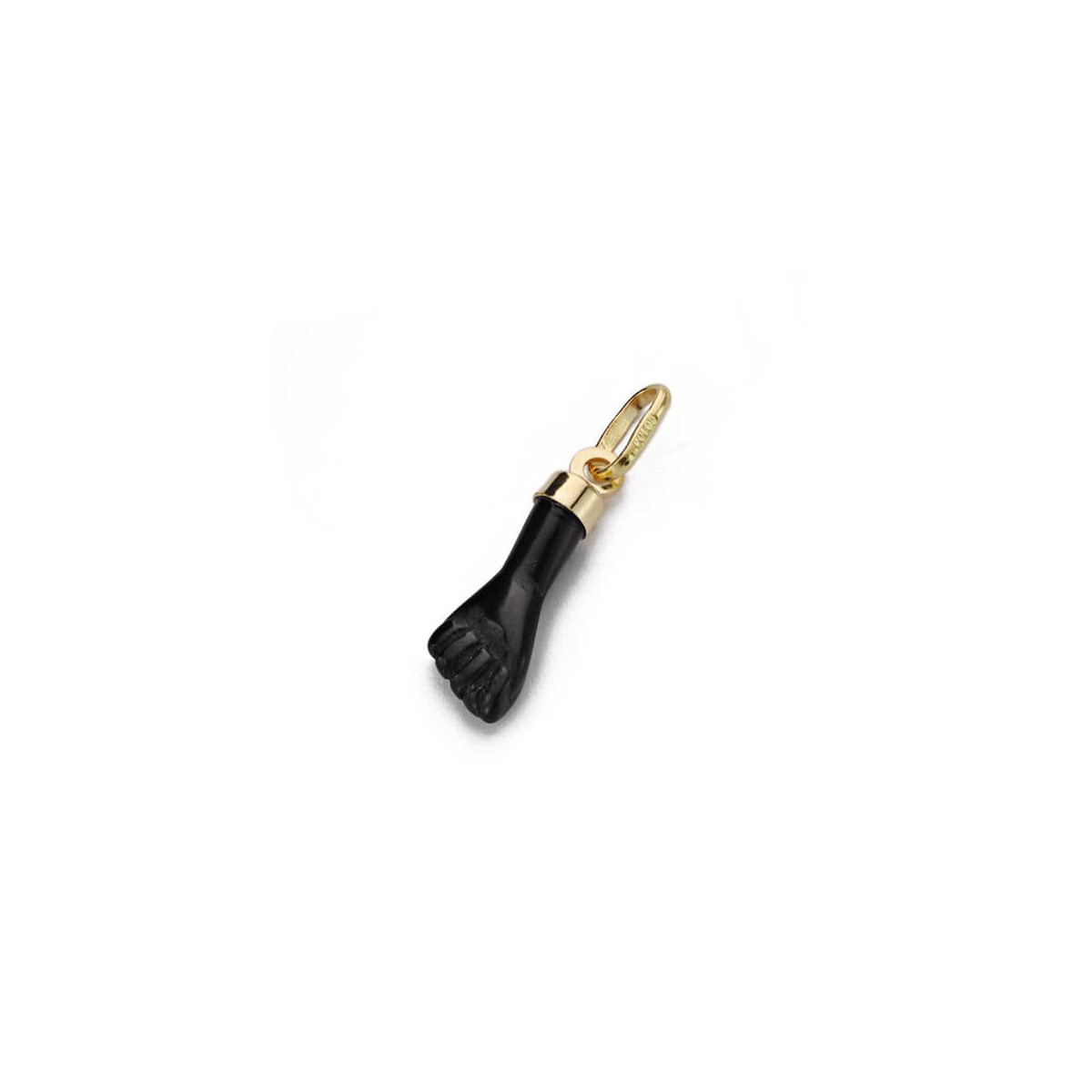 18K COLGANTE ORO AMARILLO HIGA PUÑO MANO PEQUEÑA NEGRA 17X5.5 MM
