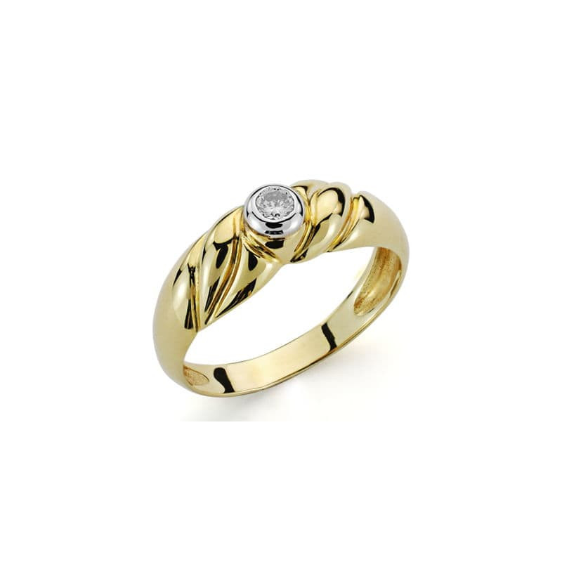 18K SORTIJA ORO AMARILLO DIAMANTE NATURAL GALLONES 0.10 QTS.