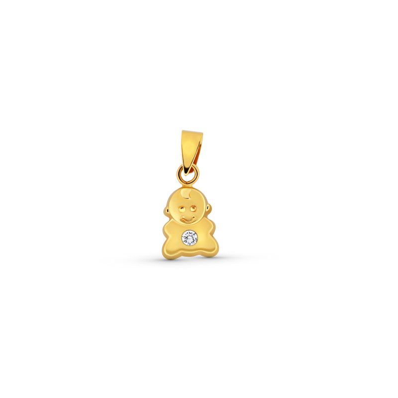 18K COLGANTE ORO AMARILLO NIÑO CIRCONITA 10X6 MM