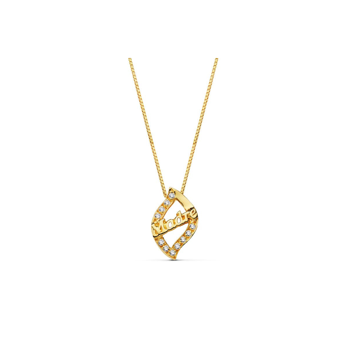 18K GARGANTILLA ORO AMARILLO MADRE CIRCONITA CADENA 44 CM