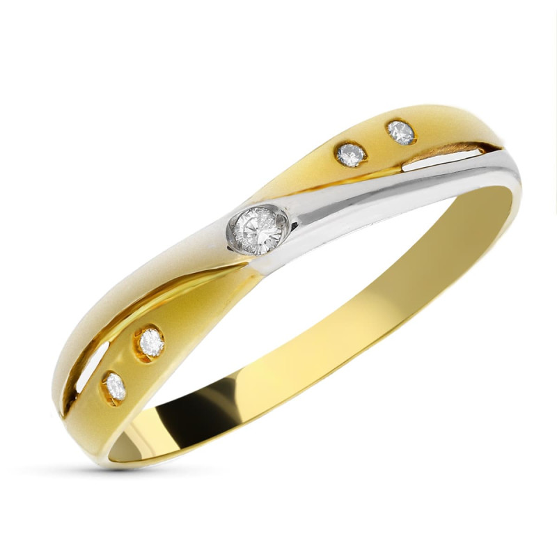 18K SORTIJA ORO BICOLOR DIAMANTES TALLA BRILLANTE 0.05  QTS. SI-H