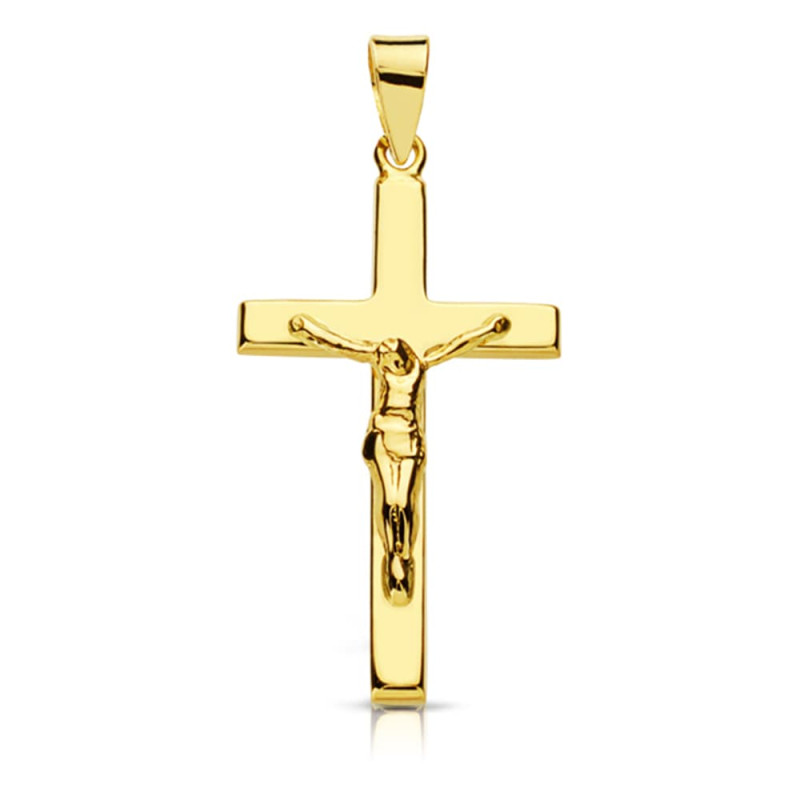 18K CRUZ ORO AMARILLO CON CRISTO. 27X15 MM
