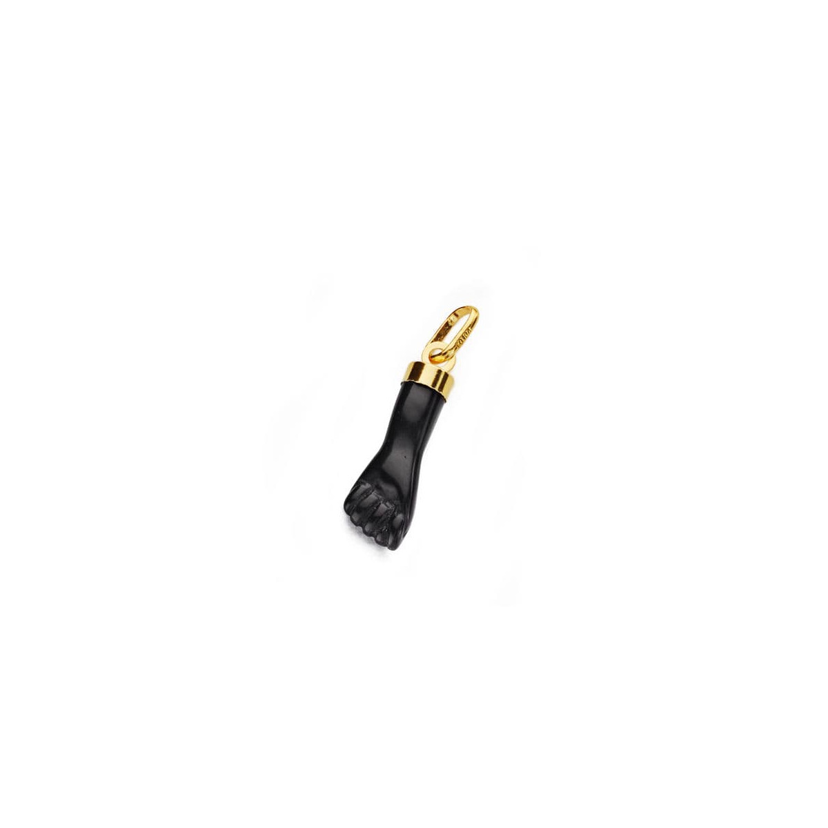 18K COLGANTE ORO AMARILLO HIGA PUÑO MANO MEDIANA NEGRA 19X6 MM