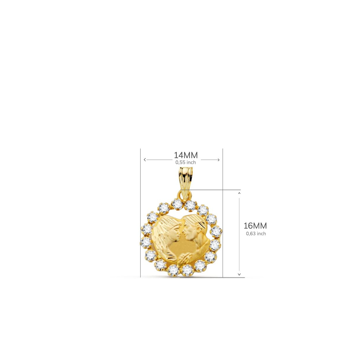 18K COLGANTE ORO AMARILLO ENAMORADOS 16X14 MM C. AMOR