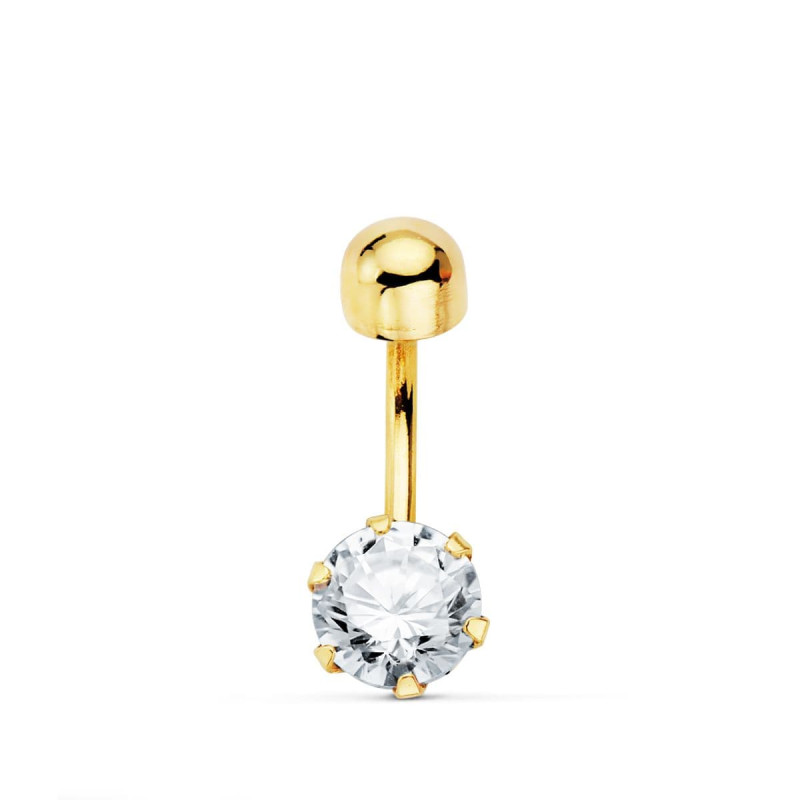 18K PIERCING OMBLIGO ORO AMARILLO CIRCONITA GARRAS 6 MM