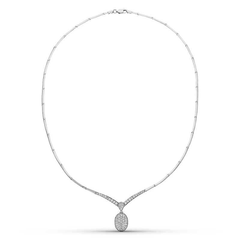 18K GARGANTILLA ORO BLANCO CIRCONITA MOTIVO OVAL