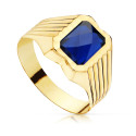 18K SELLO ORO AMARILLO HUECO CADETE PIEDRA ZAFIRO SPINEL DE 8X6 MM