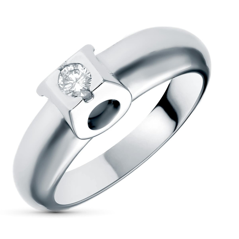 18K SOLITARIO ORO BLANCO DIAMANTE NATURAL 0.15 QTS. ANCHO: 6,5 MM