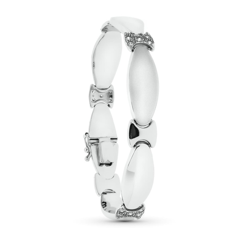 18K PULSERA ORO BLANCO MATE Y BRILLO 19.5 CM
