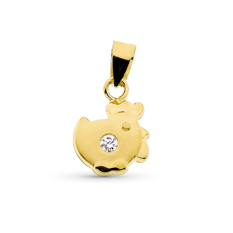 18K COLGANTE ORO AMARILLO GALLINA CON CIRCONITA
