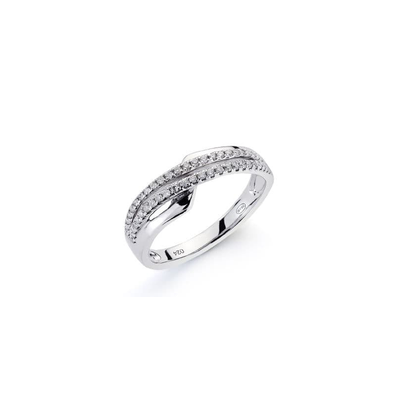 18K SORTIJA ORO BLANCO 50 DIAMANTES NATURALES  TALLA BRILLANTE 0.200 QTS. ANCHO: 6,5MM