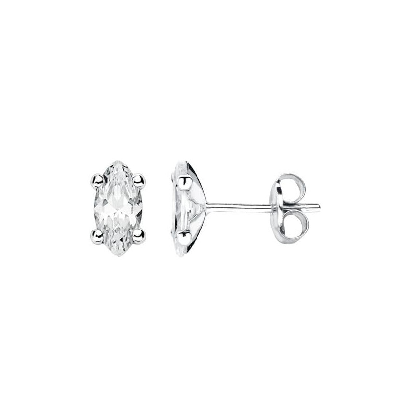 18K PENDIENTES ORO BLANCO CIRCONITA 10X6 MM CIERRE PRESION