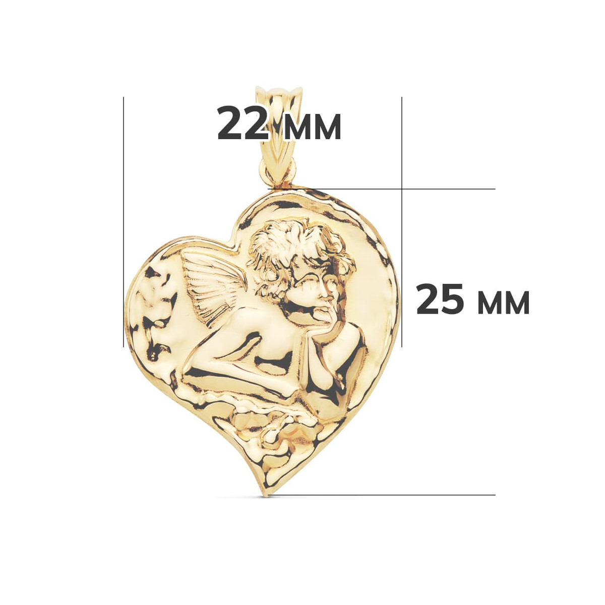18K COLGANTE ORO AMARILLO ANGELITO CORAZON 25X22 MM C. AMOR