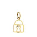 18K COLGANTE ORO AMARILLO CANDADO CIRCONITA 11X10 MM C. AMOR