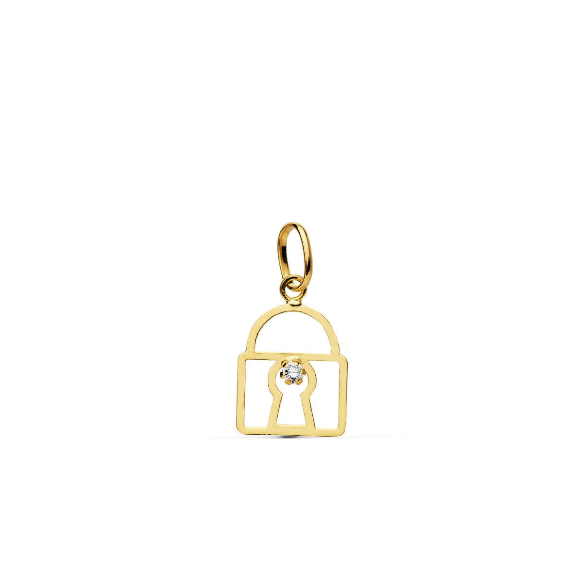 18K COLGANTE ORO AMARILLO CANDADO CIRCONITA 11X10 MM C. AMOR