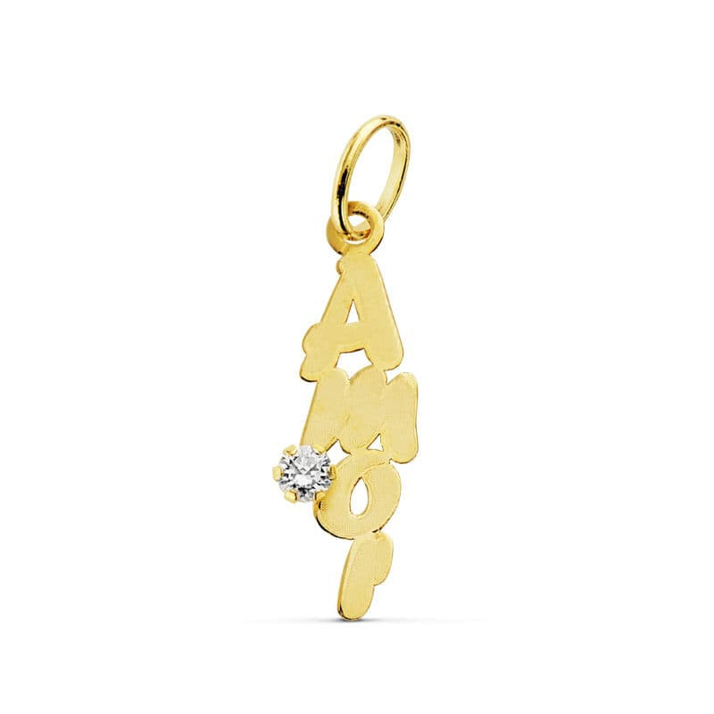18K COLGANTE ORO AMARILLO AMOR CIRCONITA 19X6 MM