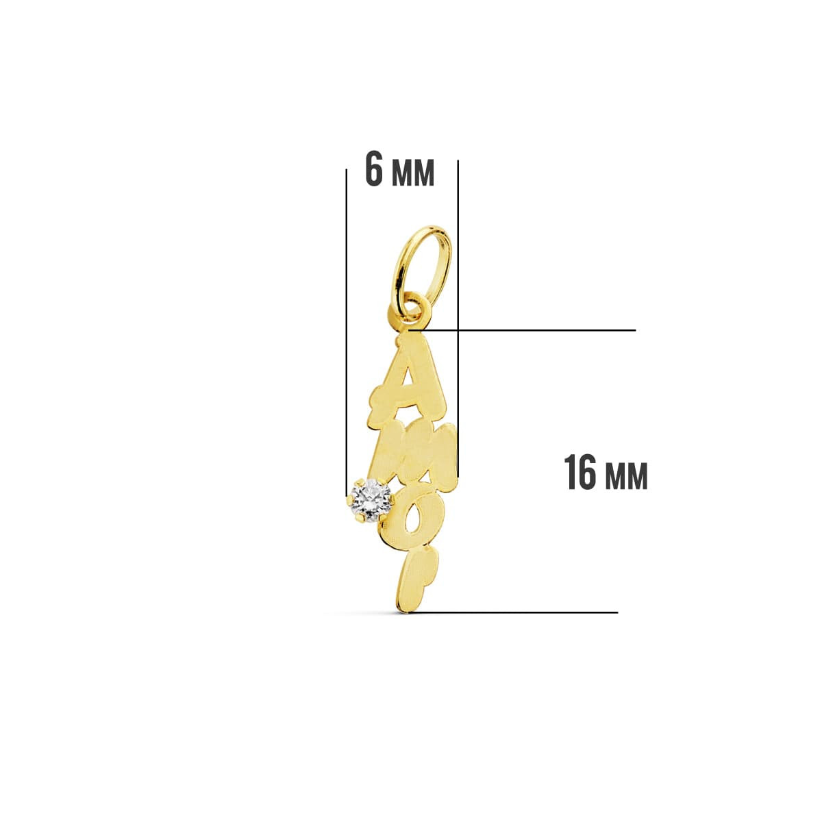 18K COLGANTE ORO AMARILLO AMOR CIRCONITA 19X6 MM